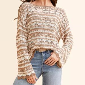 🔅24 hrs left🔅 Daytrip scalloped striped Sweater